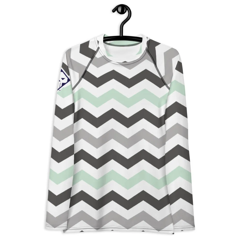 Women's Jade Zig Zag Rash Guard - Long Sleeve No Gi BJJ Compression Rash Guard for Jiu Jitsu, MMA, Grappling and Wrestling