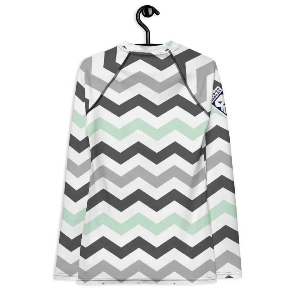 Women's Jade Zig Zag Rash Guard - Long Sleeve No Gi BJJ Compression Rash Guard for Jiu Jitsu, MMA, Grappling and Wrestling