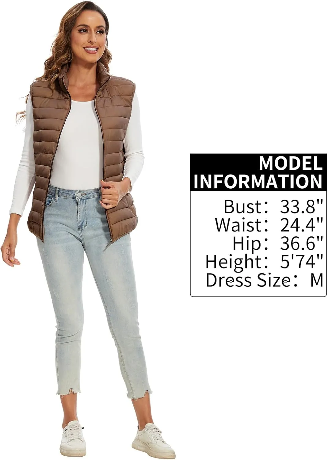Women's Lightweight Water-Resistant Packable Puffer Vest Sleeveless Quilted Puffer Vest Outerwear