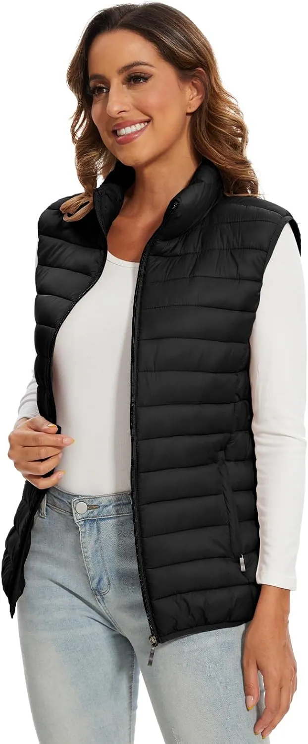Women's Lightweight Water-Resistant Packable Puffer Vest Sleeveless Quilted Puffer Vest Outerwear