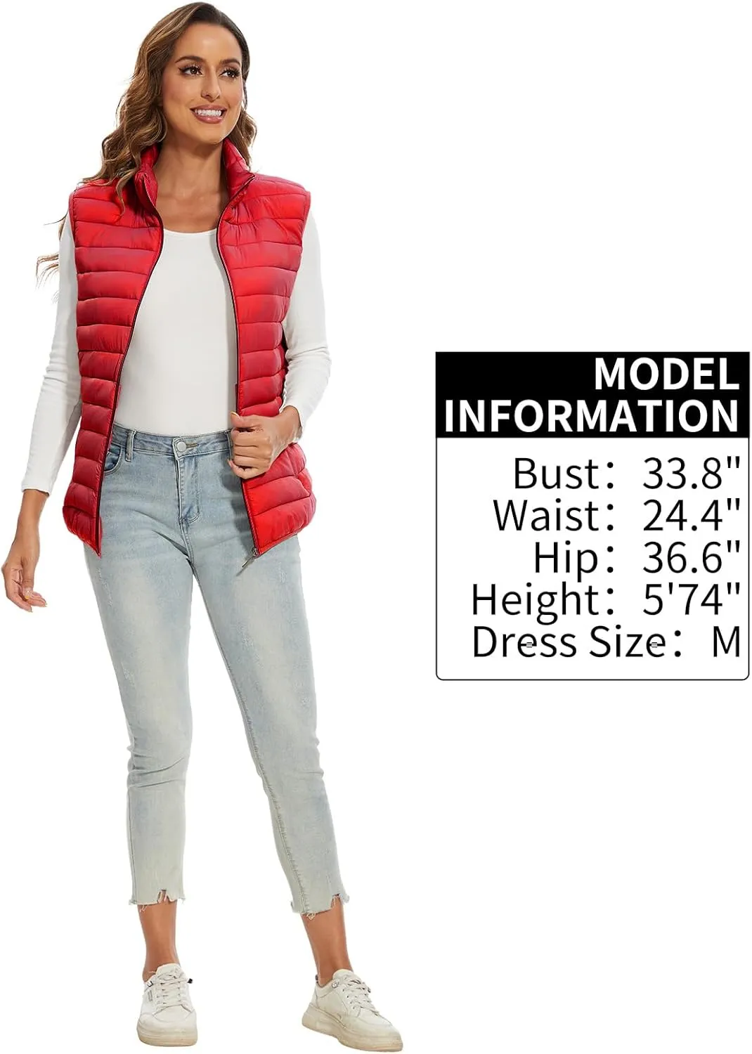Women's Lightweight Water-Resistant Packable Puffer Vest Sleeveless Quilted Puffer Vest Outerwear
