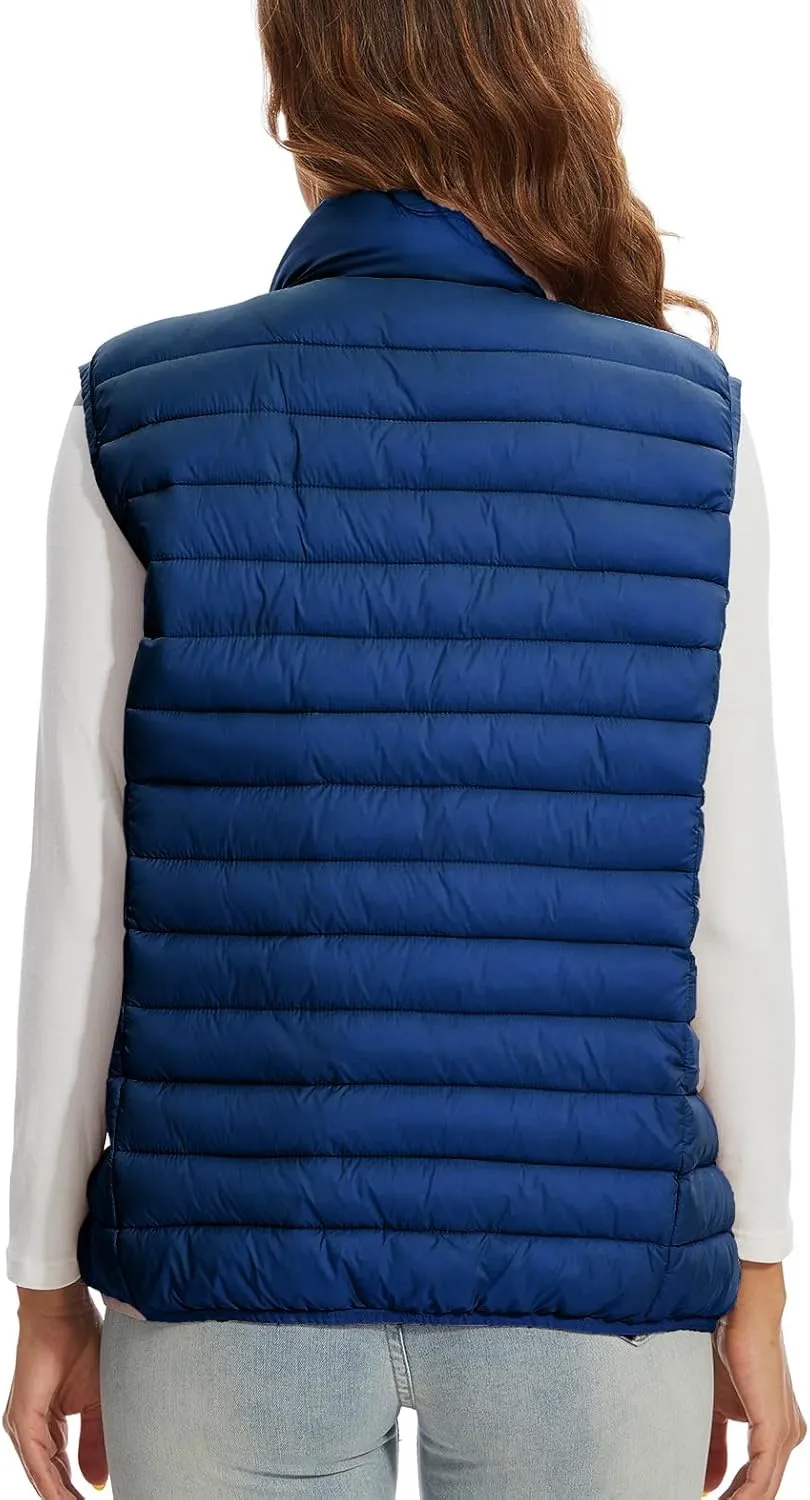 Women's Lightweight Water-Resistant Packable Puffer Vest Sleeveless Quilted Puffer Vest Outerwear