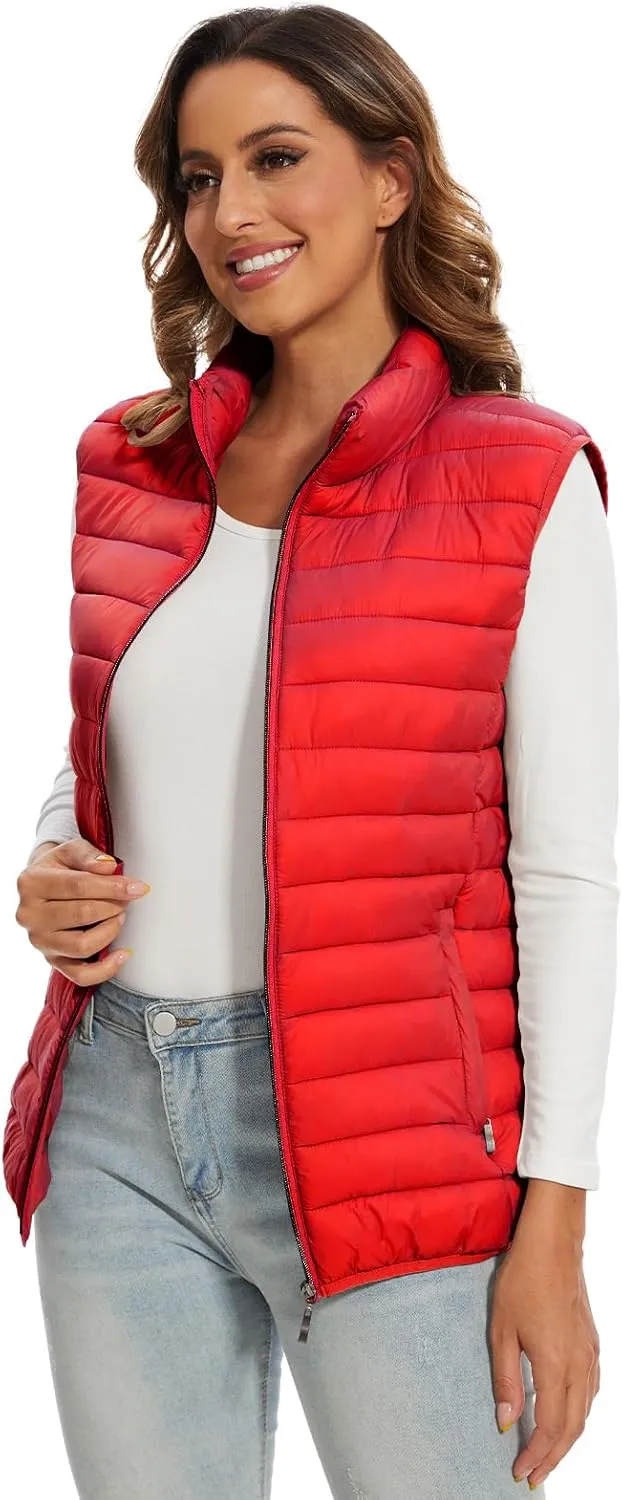 Women's Lightweight Water-Resistant Packable Puffer Vest Sleeveless Quilted Puffer Vest Outerwear