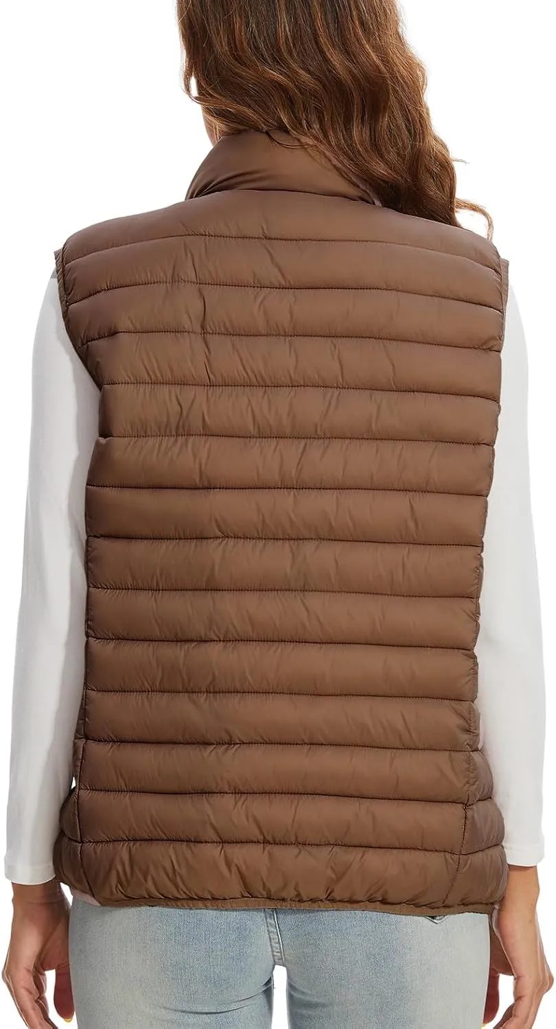 Women's Lightweight Water-Resistant Packable Puffer Vest Sleeveless Quilted Puffer Vest Outerwear