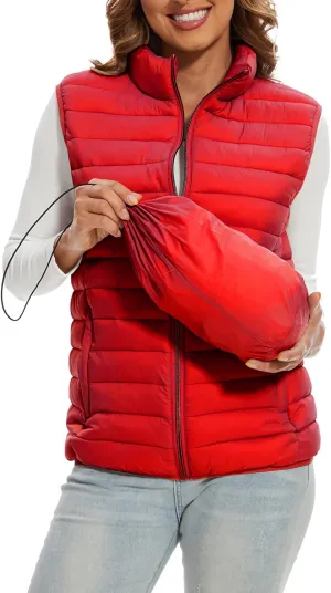 Women's Lightweight Water-Resistant Packable Puffer Vest Sleeveless Quilted Puffer Vest Outerwear