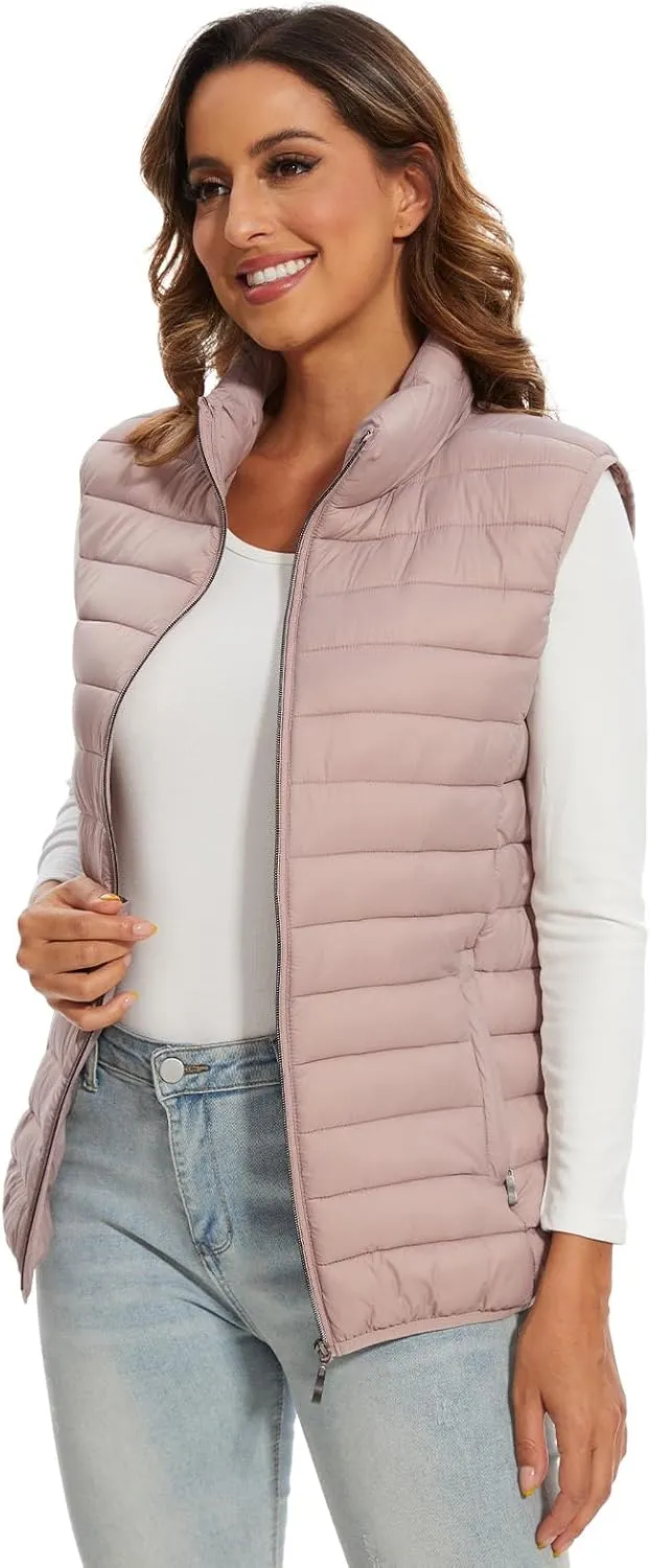 Women's Lightweight Water-Resistant Packable Puffer Vest Sleeveless Quilted Puffer Vest Outerwear