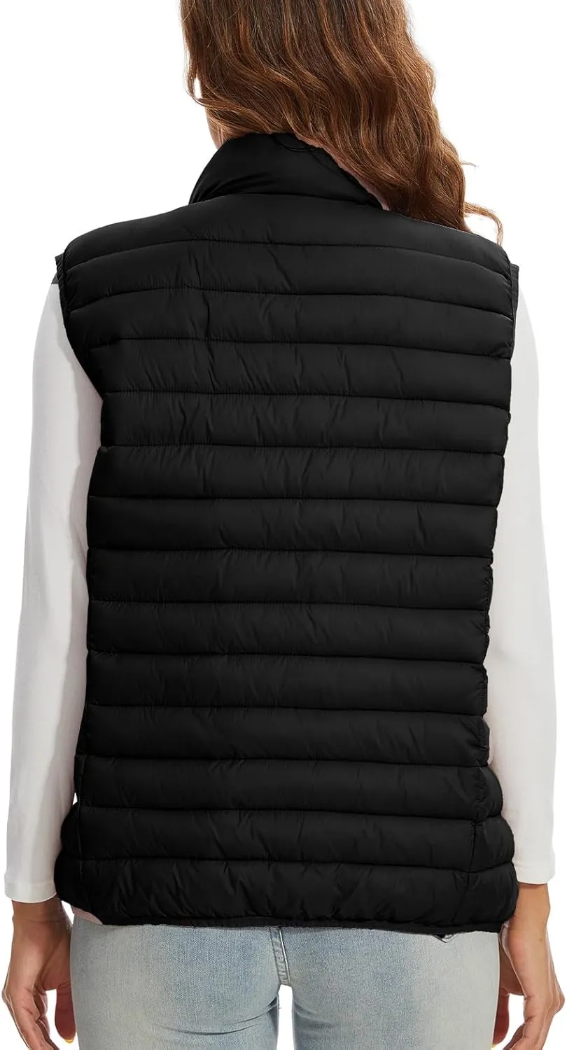 Women's Lightweight Water-Resistant Packable Puffer Vest Sleeveless Quilted Puffer Vest Outerwear