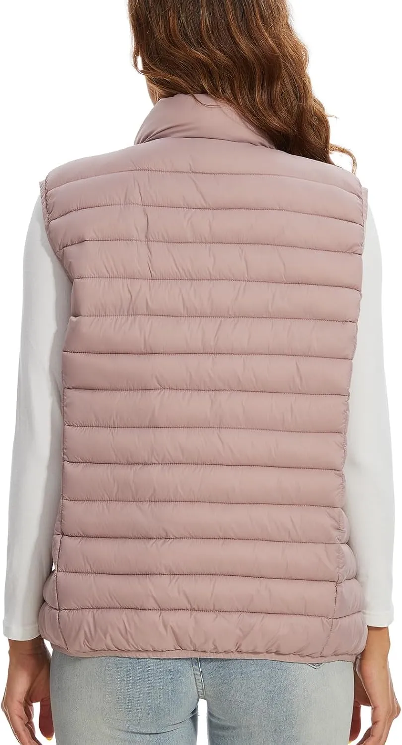 Women's Lightweight Water-Resistant Packable Puffer Vest Sleeveless Quilted Puffer Vest Outerwear