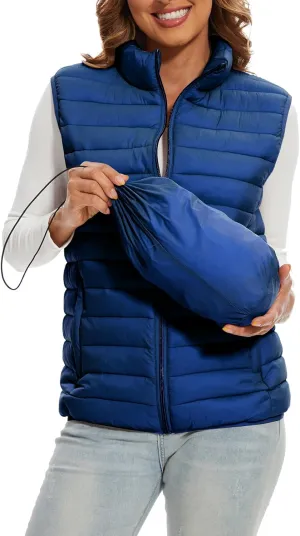 Women's Lightweight Water-Resistant Packable Puffer Vest Sleeveless Quilted Puffer Vest Outerwear