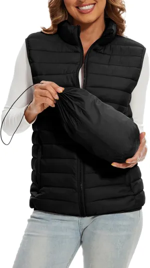 Women's Lightweight Water-Resistant Packable Puffer Vest Sleeveless Quilted Puffer Vest Outerwear