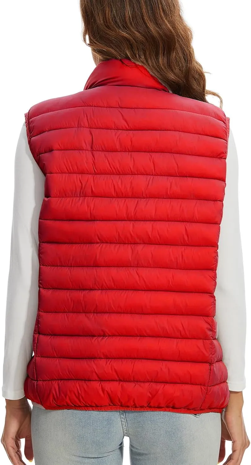 Women's Lightweight Water-Resistant Packable Puffer Vest Sleeveless Quilted Puffer Vest Outerwear