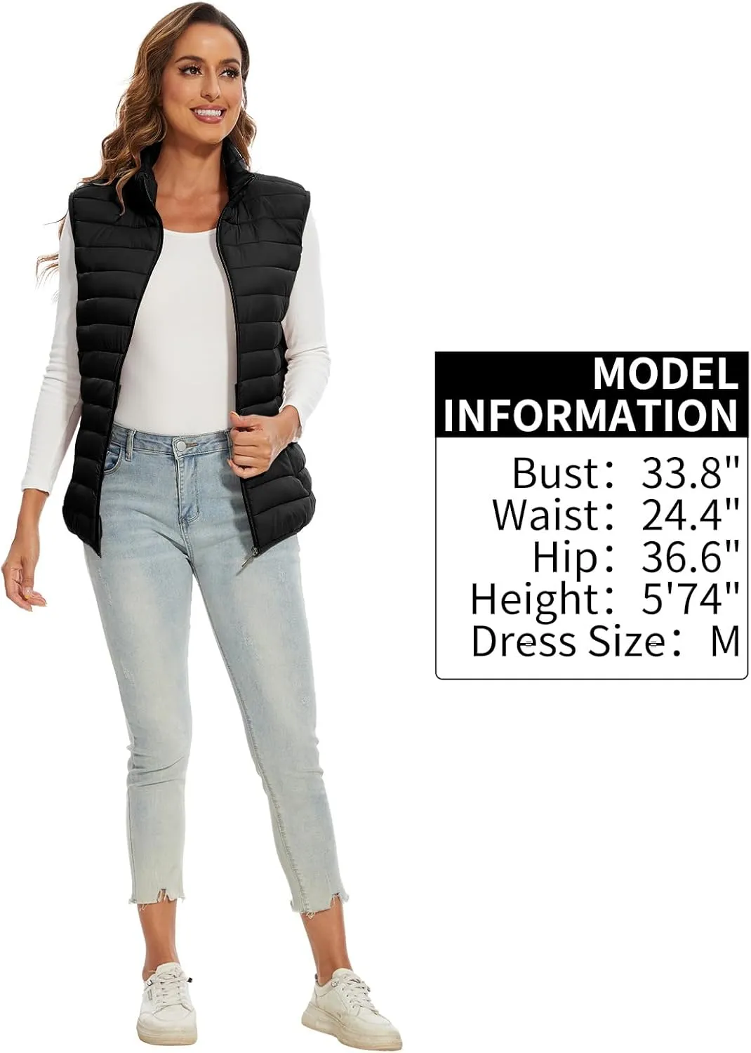 Women's Lightweight Water-Resistant Packable Puffer Vest Sleeveless Quilted Puffer Vest Outerwear