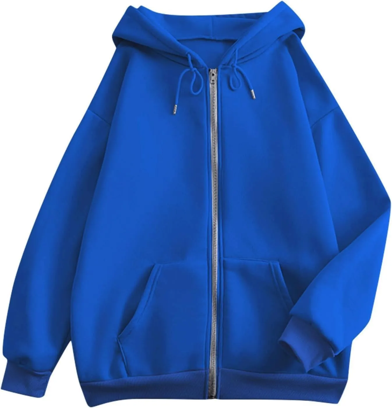 Womens Long Sleeve Oversized Zip Up Hoodies Sweatshirts Y2K Jacket Pockets Patchwork Design T-Shirt Hoodie for Women