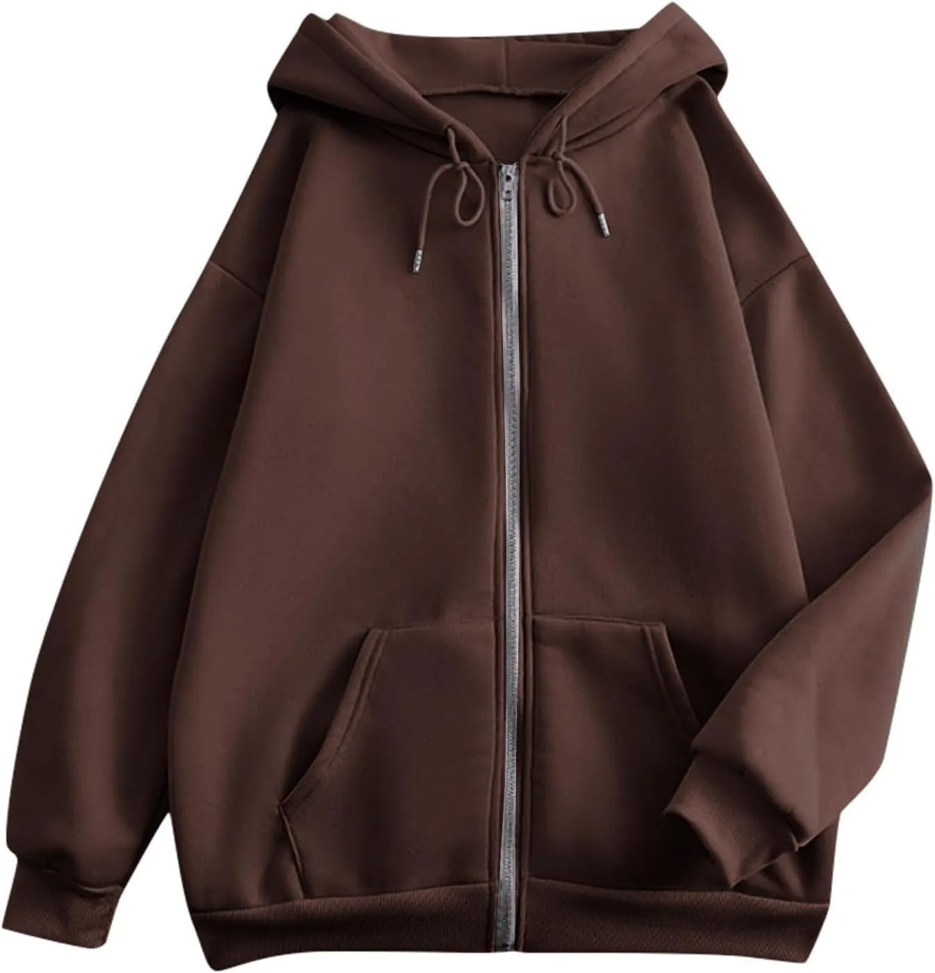 Womens Long Sleeve Oversized Zip Up Hoodies Sweatshirts Y2K Jacket Pockets Patchwork Design T-Shirt Hoodie for Women