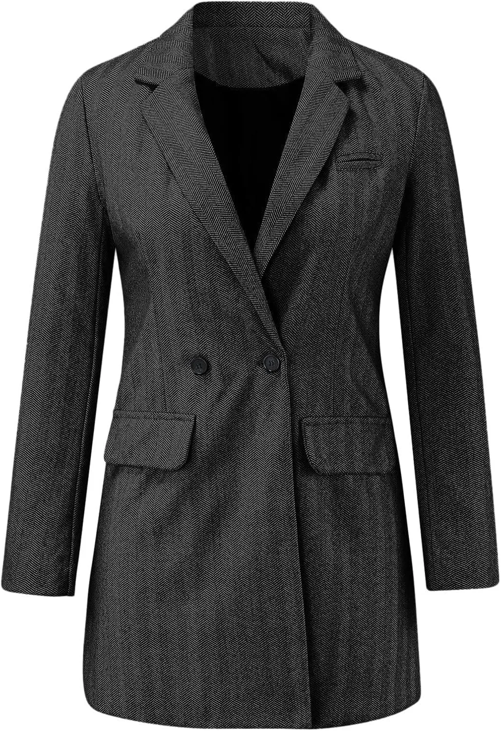 Women's Notch Lapel Double Breasted Trench Coat Peacoat Winter Casual Long Blazer Jacket Overcoat