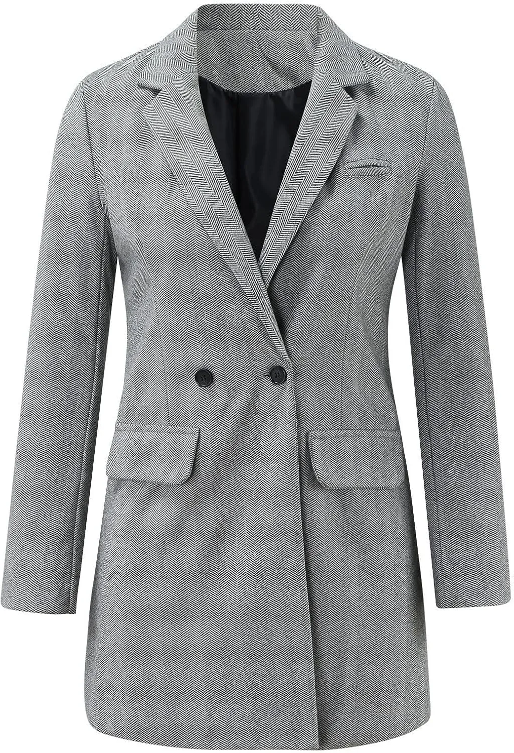 Women's Notch Lapel Double Breasted Trench Coat Peacoat Winter Casual Long Blazer Jacket Overcoat