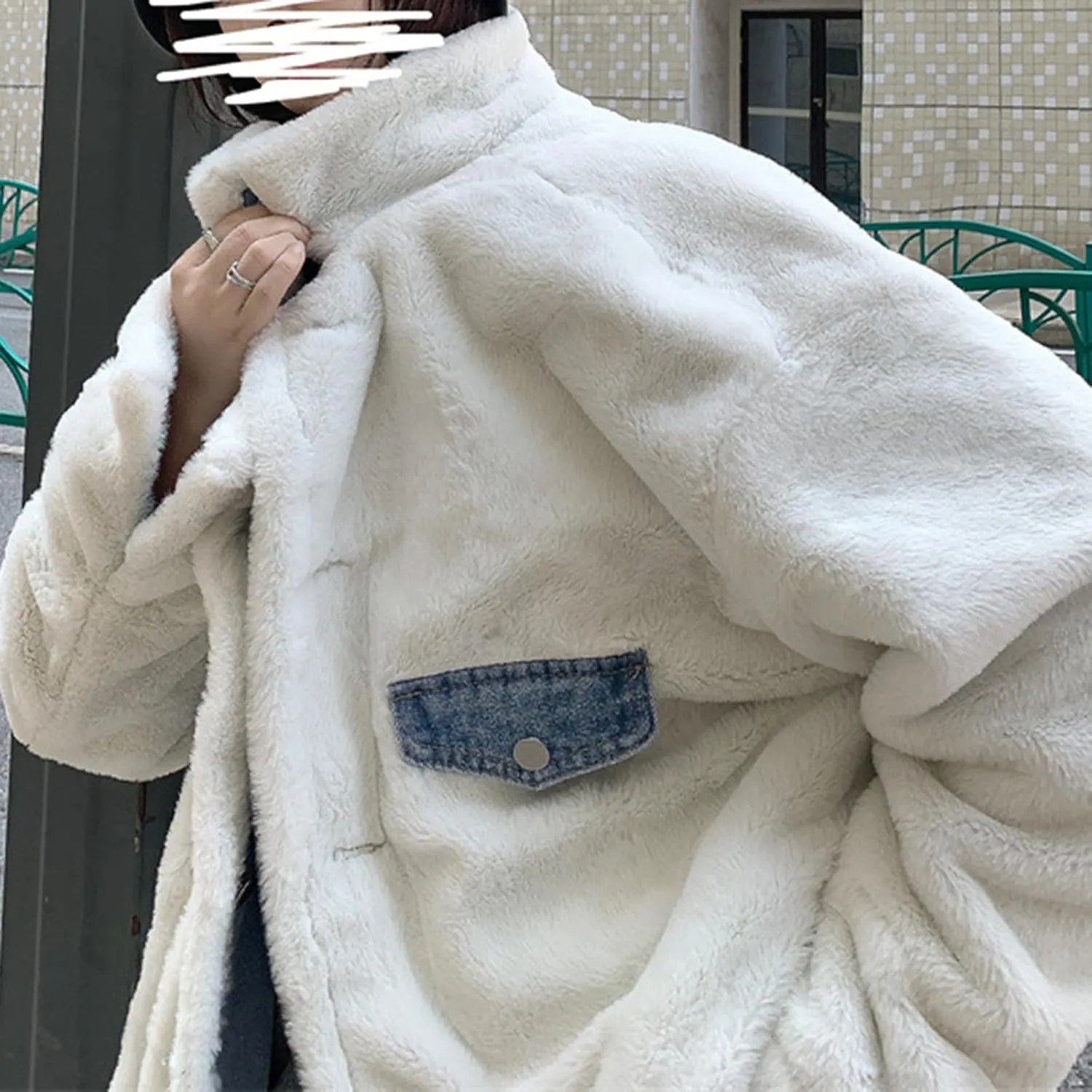 Women's Reversible Sherpa Jean Jacket Leopard Print Oversized Warm Fuzzy Fleece Jackets Outerwear