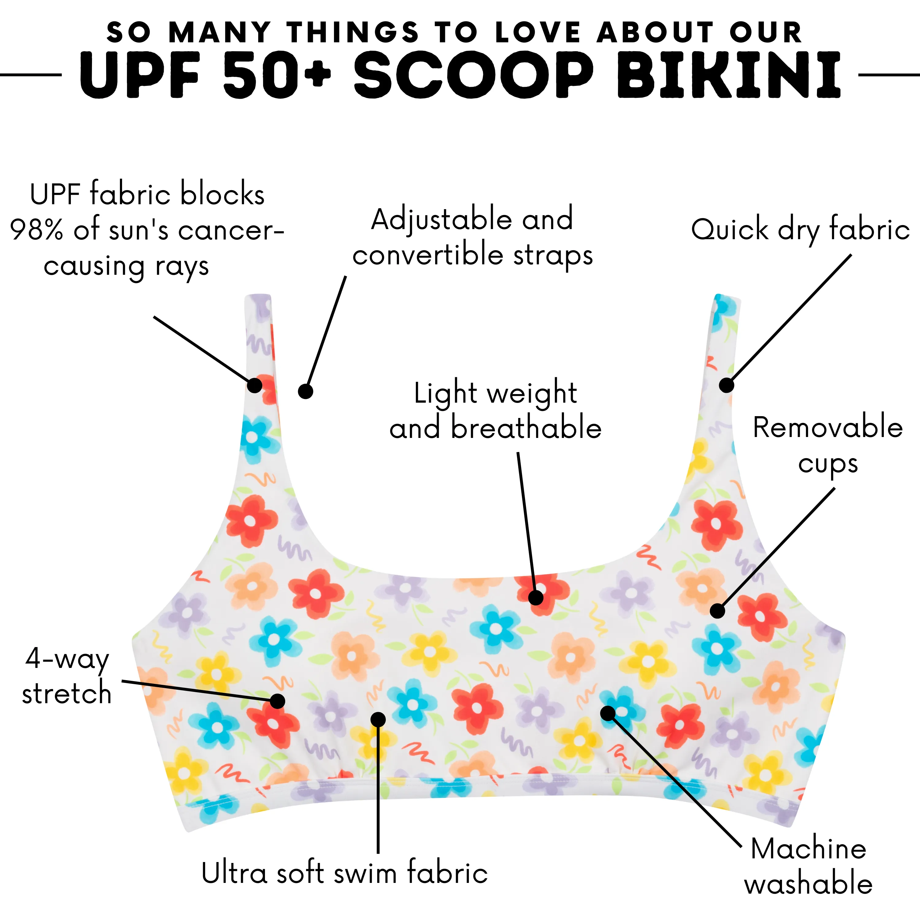 Women's Scoop Neck Bikini Top Plus Size | "Blossom"