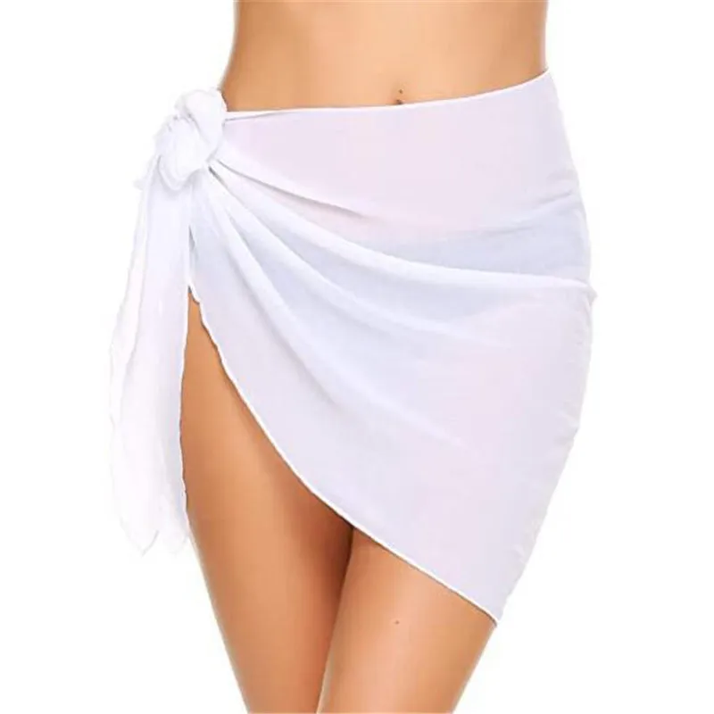 Women's Short Sarongs Beach Wrap Sheer Bikini Wraps Chiffon Cover Ups