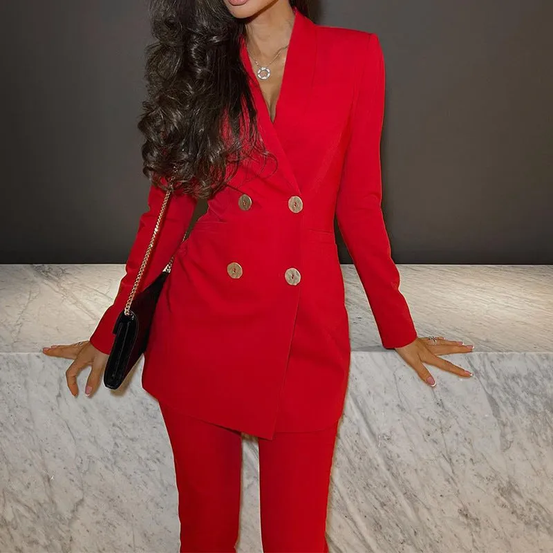 Women's Solid Color Two-piece Suit
