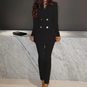 Women's Solid Color Two-piece Suit