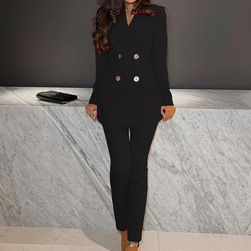 Women's Solid Color Two-piece Suit