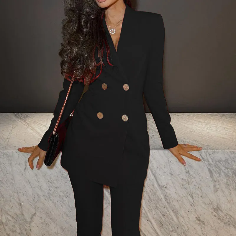 Women's Solid Color Two-piece Suit