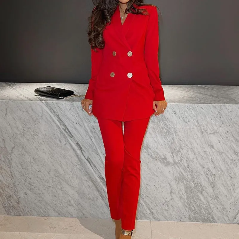 Women's Solid Color Two-piece Suit