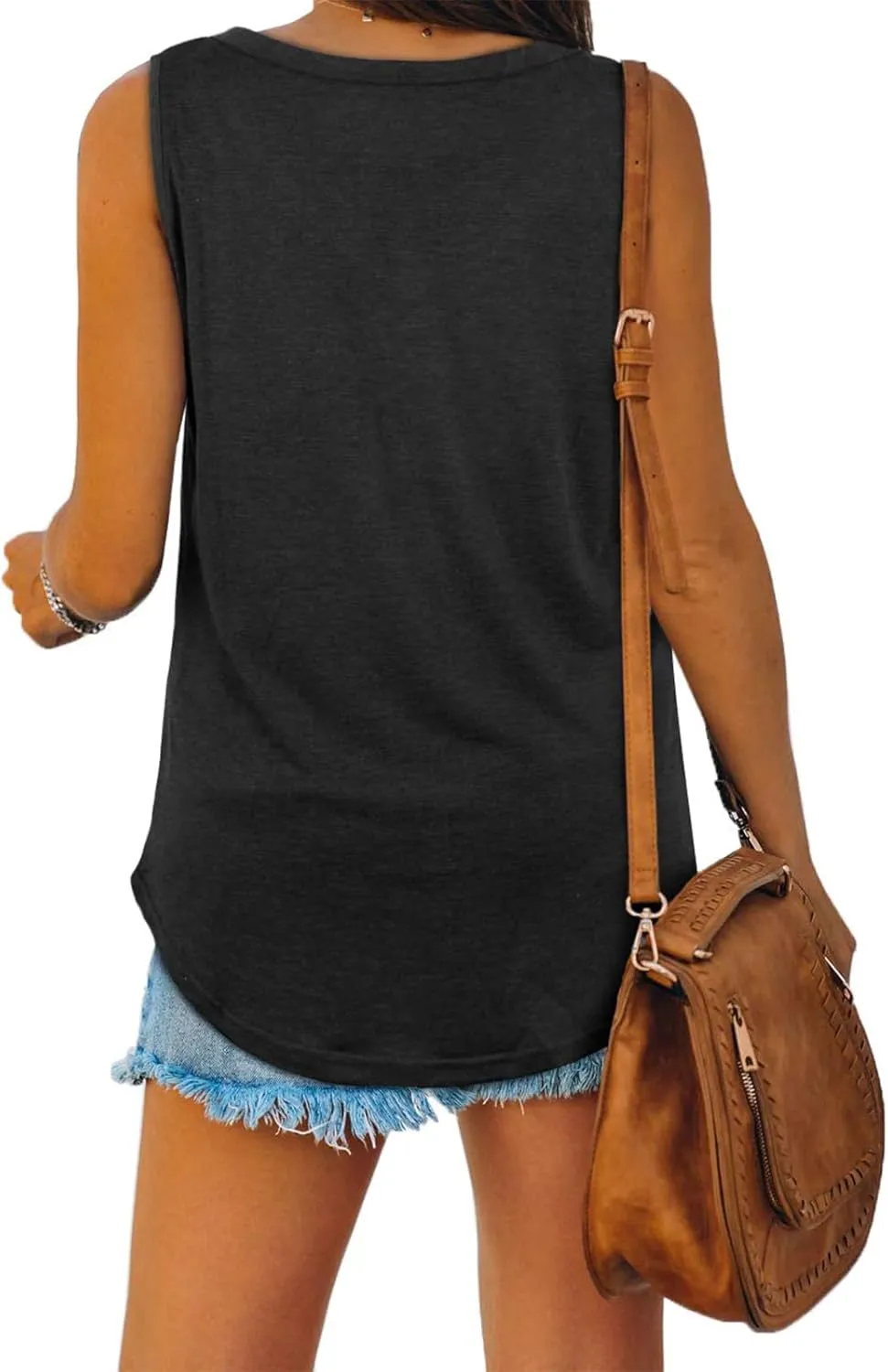 Womens V Neck Tank Sleeveless Tops Casual Summer Camisole Blouses Female Loose Fit Solid Shirts Undercoat Clothing