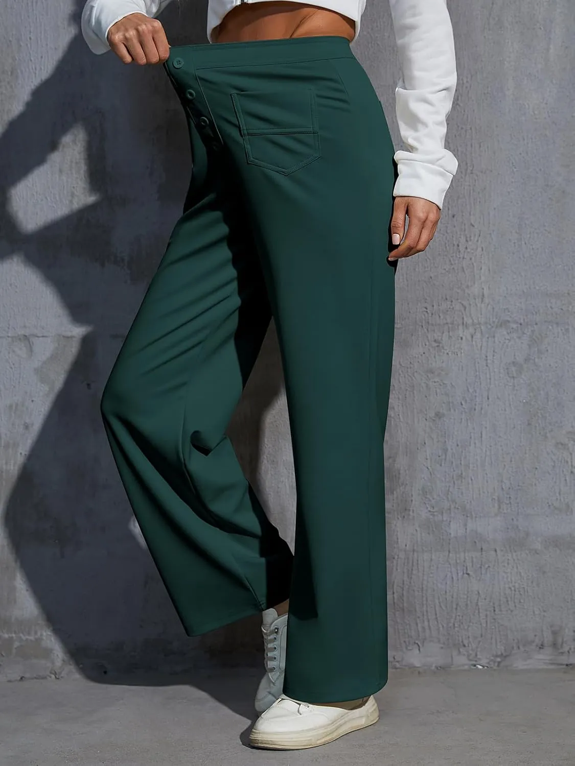 Womens Wide Leg Pants High Waisted Casual Pants for Women Stretchy Business Dress Work Pocket Trousers Pant 2025
