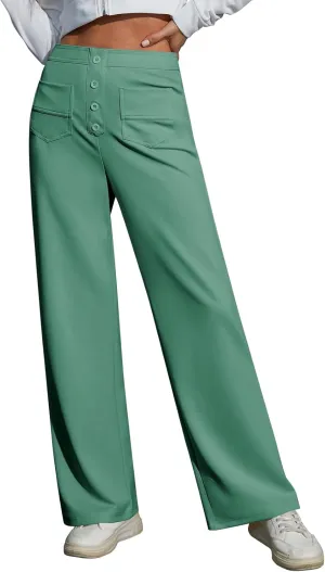 Womens Wide Leg Pants High Waisted Casual Pants for Women Stretchy Business Dress Work Pocket Trousers Pant 2025