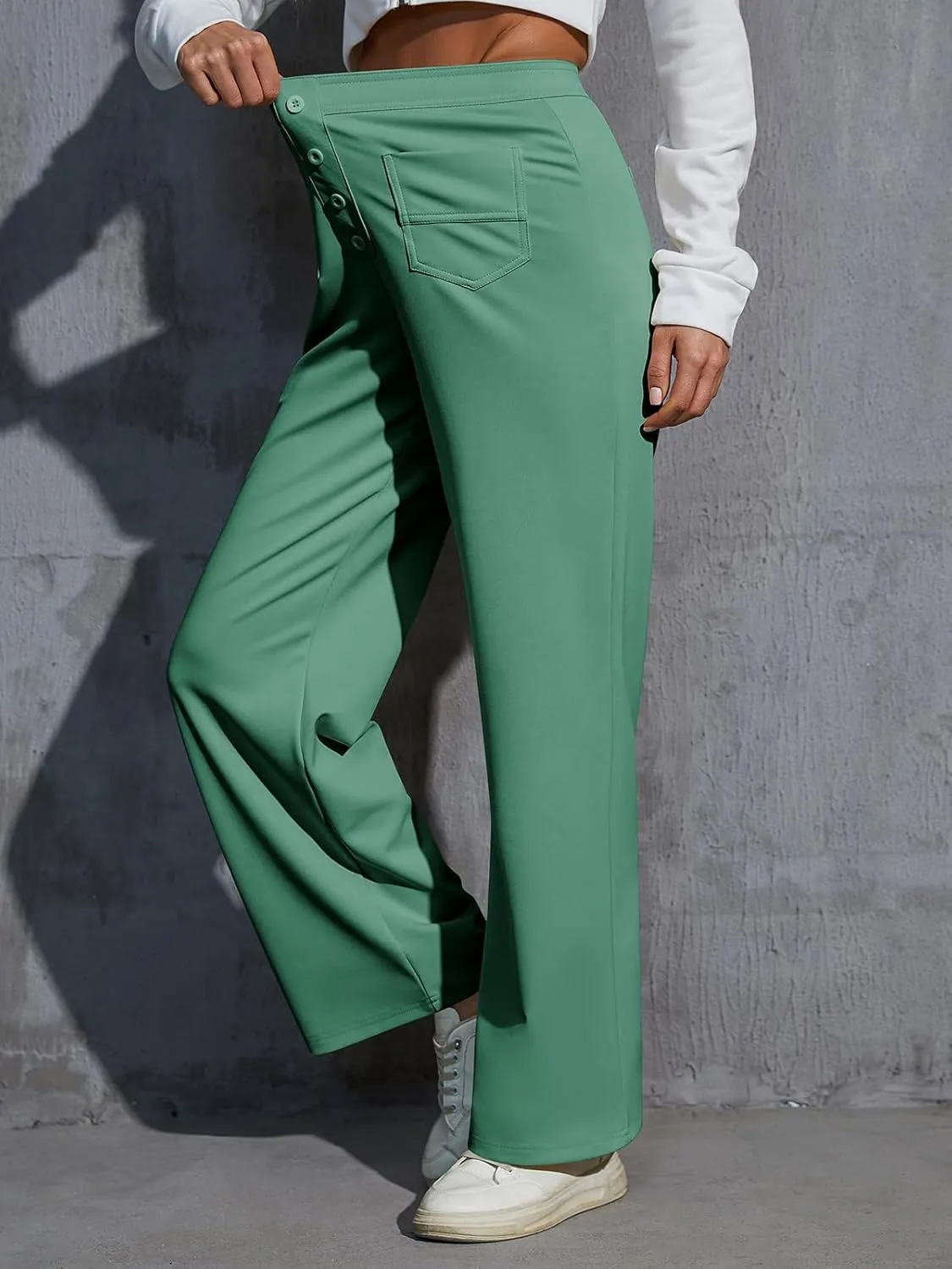 Womens Wide Leg Pants High Waisted Casual Pants for Women Stretchy Business Dress Work Pocket Trousers Pant 2025