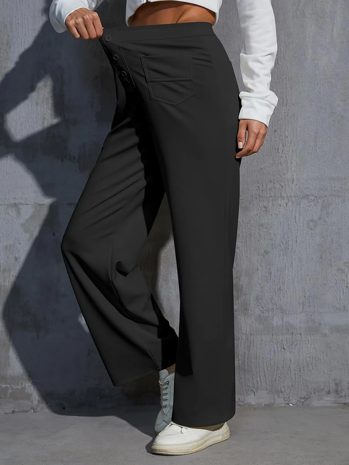 Womens Wide Leg Pants High Waisted Casual Pants for Women Stretchy Business Dress Work Pocket Trousers Pant 2025