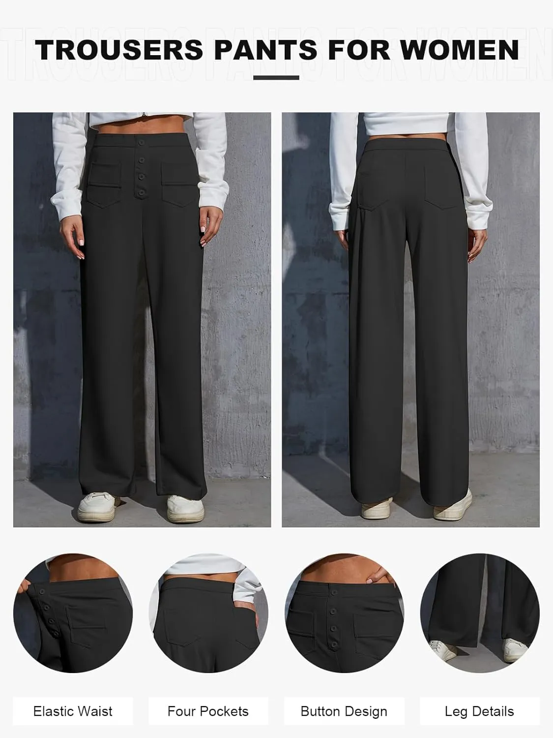 Womens Wide Leg Pants High Waisted Casual Pants for Women Stretchy Business Dress Work Pocket Trousers Pant 2025
