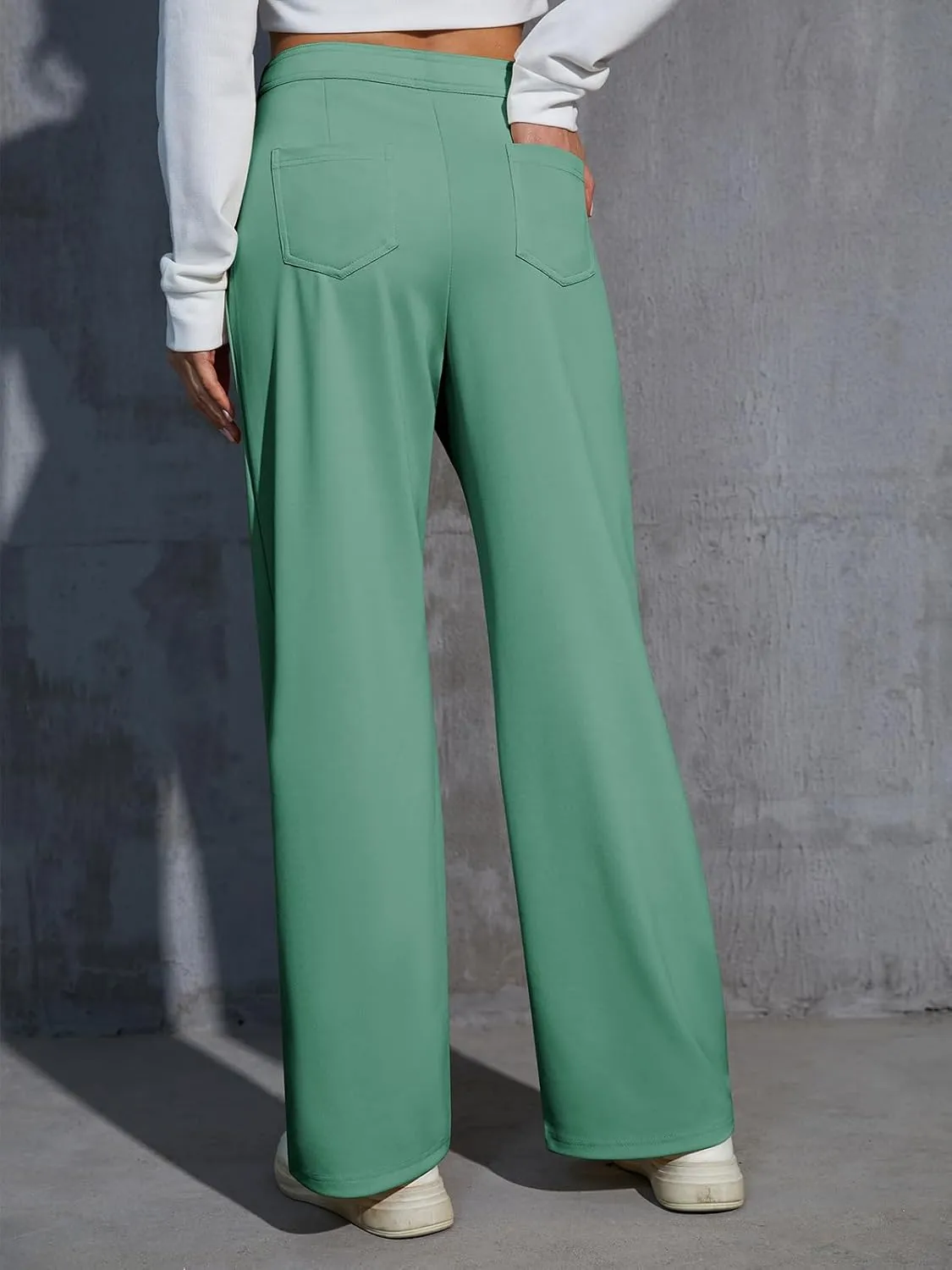 Womens Wide Leg Pants High Waisted Casual Pants for Women Stretchy Business Dress Work Pocket Trousers Pant 2025
