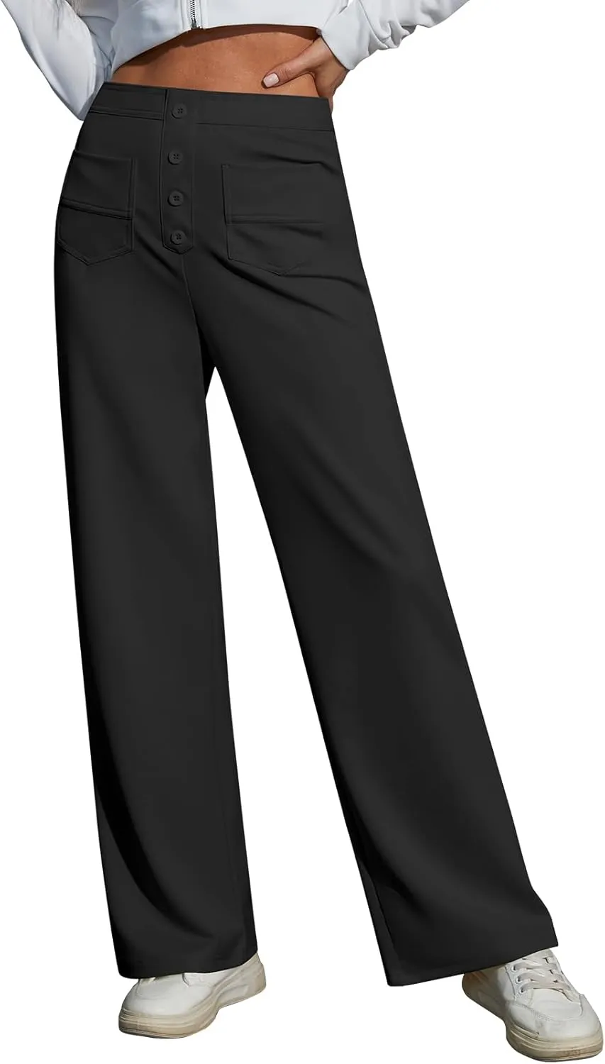 Womens Wide Leg Pants High Waisted Casual Pants for Women Stretchy Business Dress Work Pocket Trousers Pant 2025