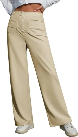 Womens Wide Leg Pants High Waisted Casual Pants for Women Stretchy Business Dress Work Pocket Trousers Pant 2025