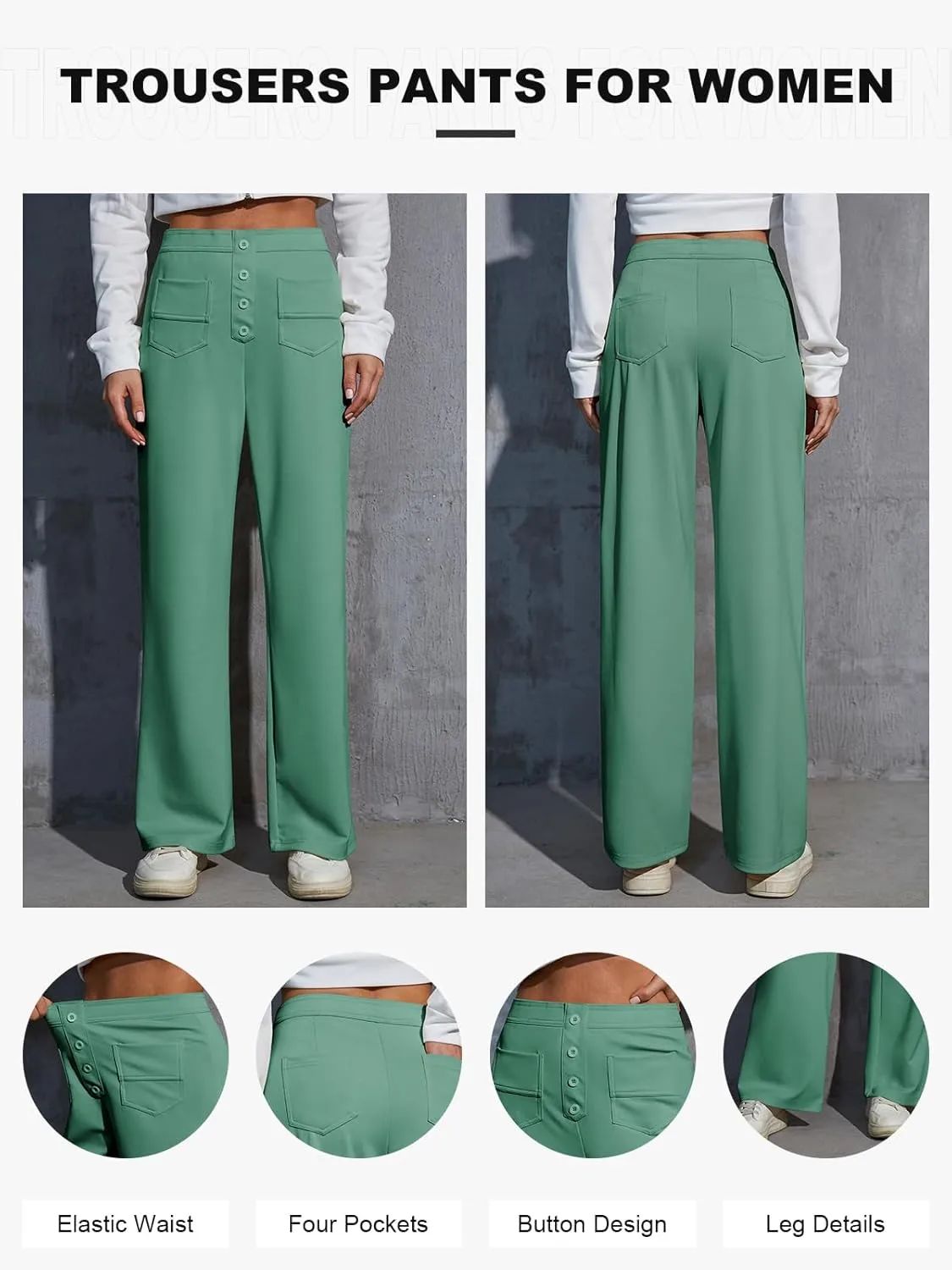 Womens Wide Leg Pants High Waisted Casual Pants for Women Stretchy Business Dress Work Pocket Trousers Pant 2025