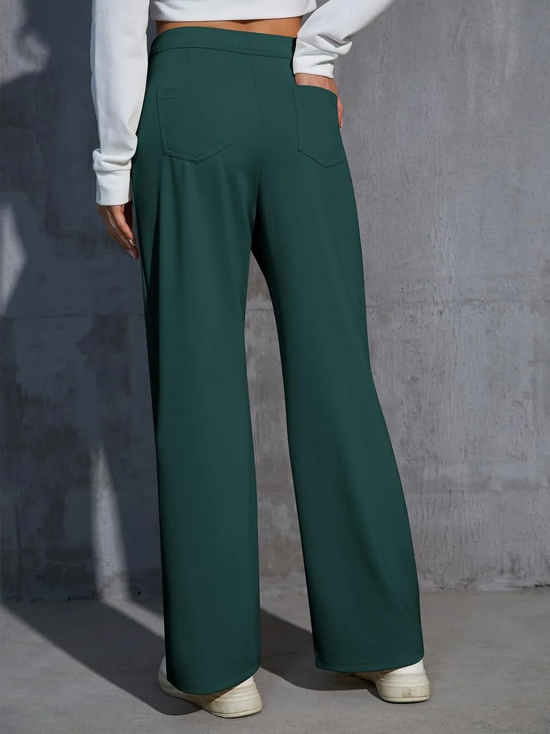 Womens Wide Leg Pants High Waisted Casual Pants for Women Stretchy Business Dress Work Pocket Trousers Pant 2025