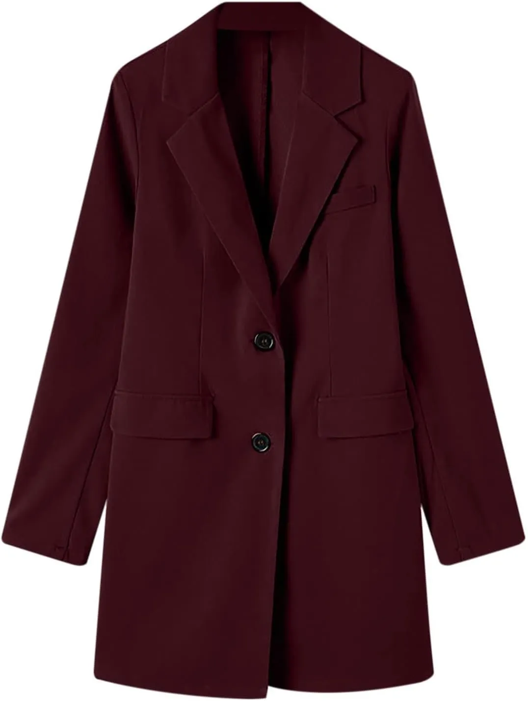 Women's Winter Casual Long Wool Blend Pea Coat Overcoat Notched Lapel Collar Trench Coat Belted Long Jacket Outerwear