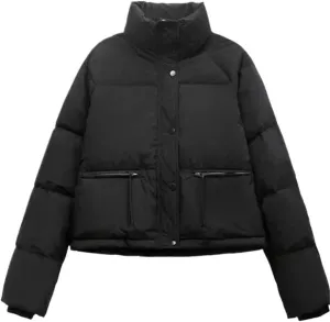 Women's Winter Coat Cotton Padded Short Fashion Stand Collar Thick Bread Jacket Jacket