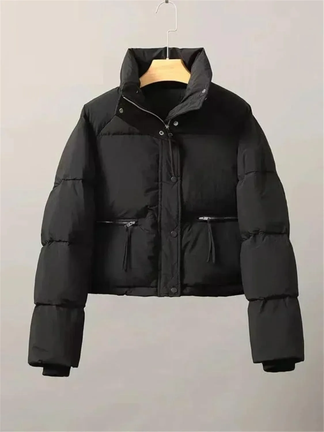 Women's Winter Coat Cotton Padded Short Fashion Stand Collar Thick Bread Jacket Jacket