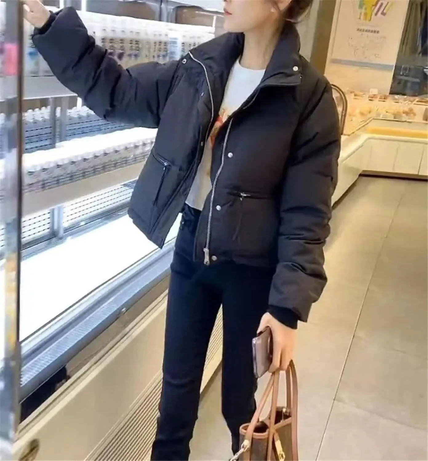 Women's Winter Coat Cotton Padded Short Fashion Stand Collar Thick Bread Jacket Jacket
