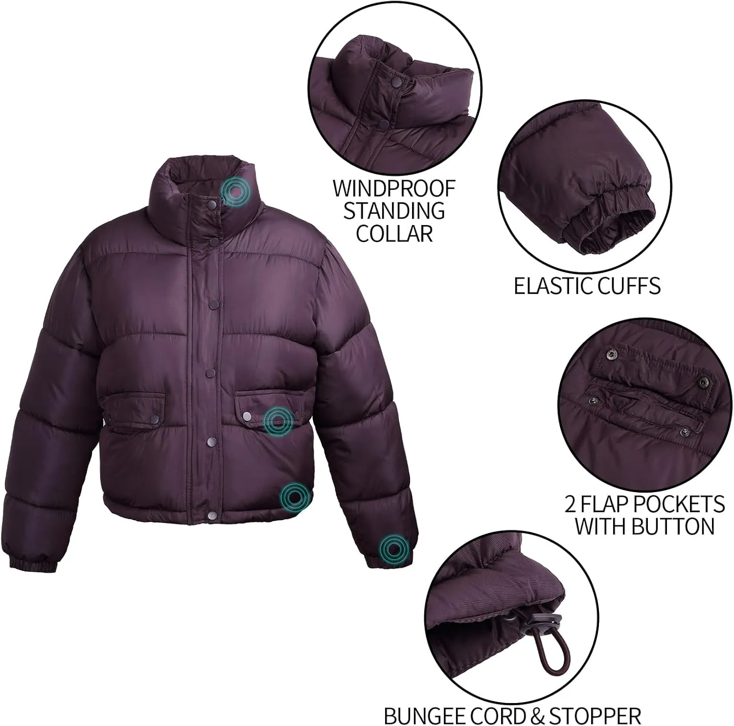 Women's Winter Cropped Puffer Jacket Coat Short Warm Quilted Fashion Jacket