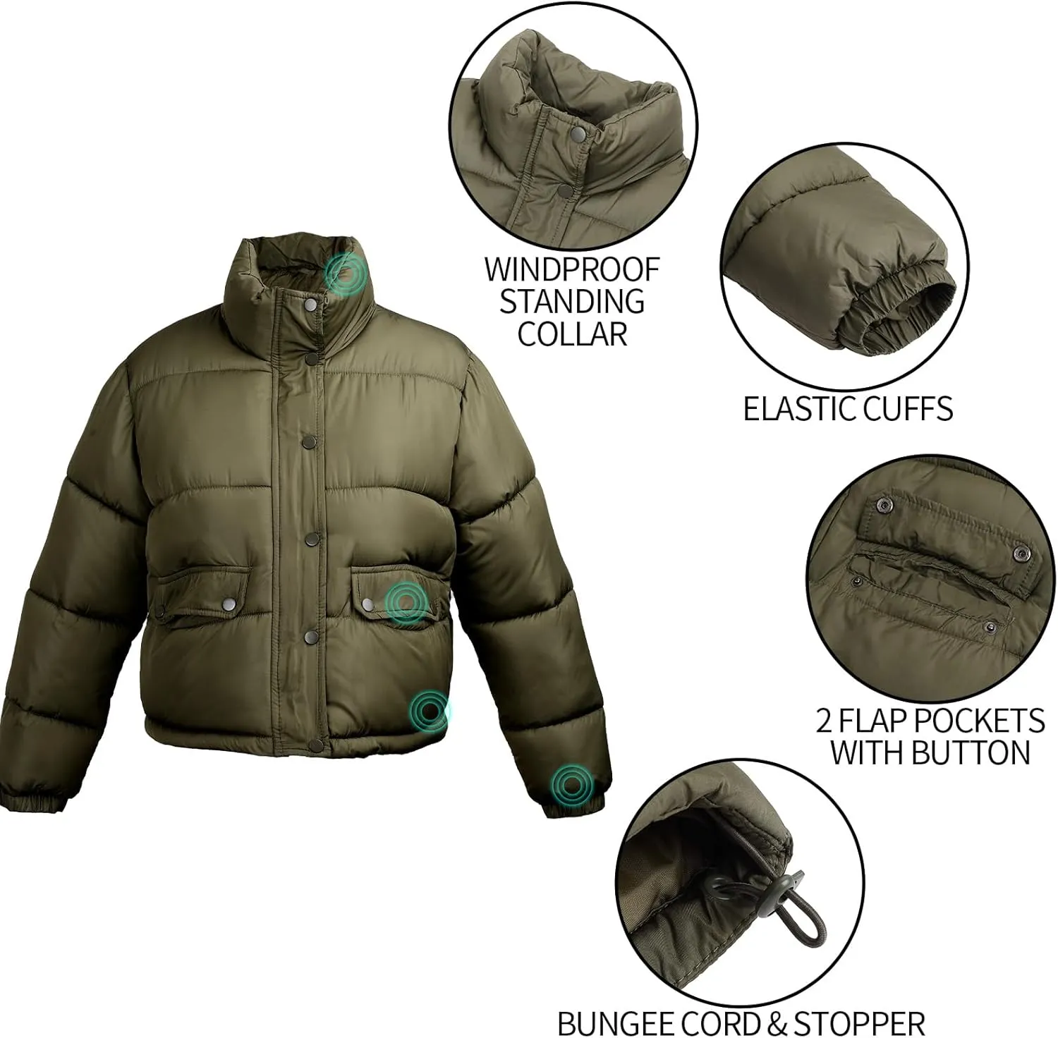 Women's Winter Cropped Puffer Jacket Coat Short Warm Quilted Fashion Jacket