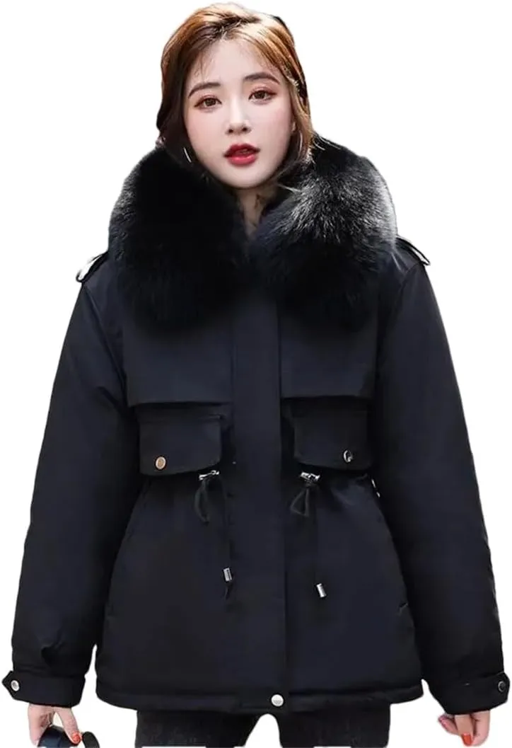 Women's Winter Thick Warm Down Padded Coat Plus Cotton Coat Loose Parka Fur Lining Wear Puffer Parkas