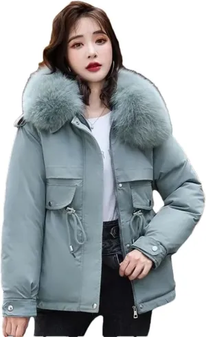 Women's Winter Thick Warm Down Padded Coat Plus Cotton Coat Loose Parka Fur Lining Wear Puffer Parkas