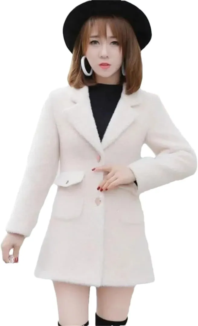 Wool Jackets Women's Long Autumn Winter Jacket Imitation Mink Cotton Padded Little Woolen Coat Outerwear