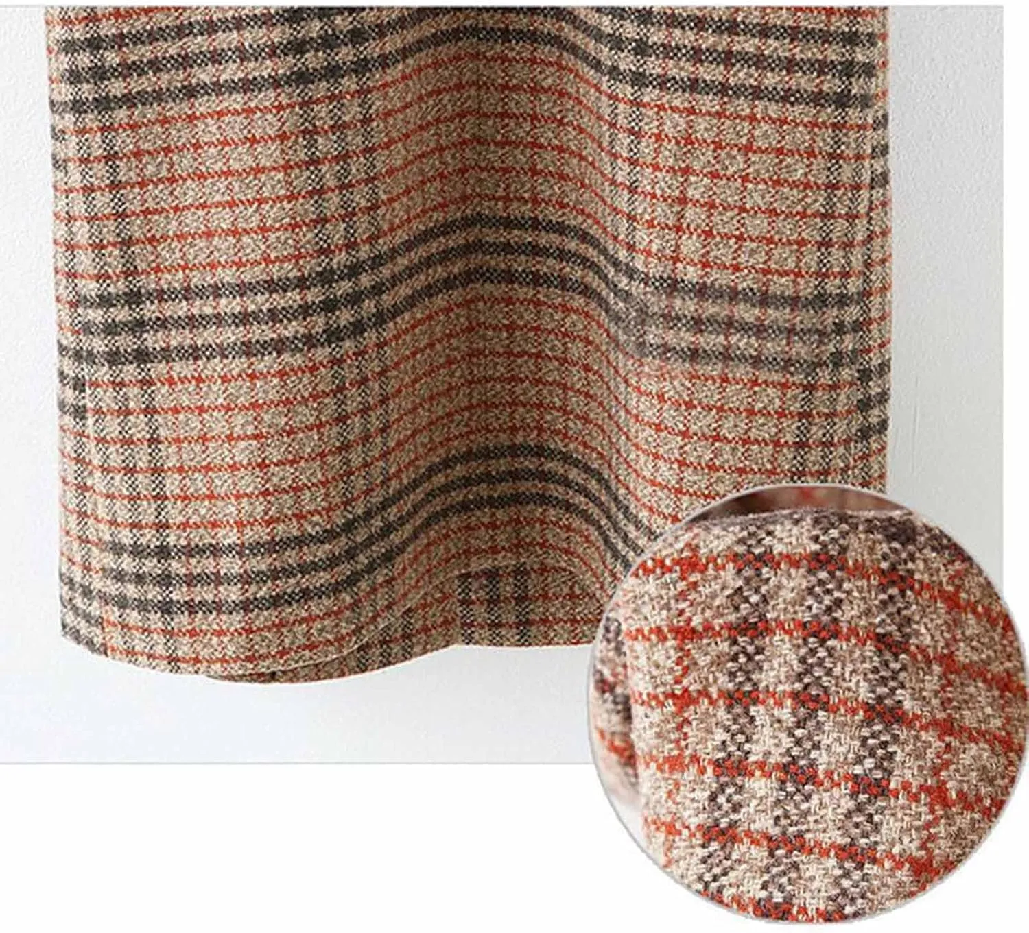 xxxiticat Women's Plaid Trench Coat Double Breasted Long Peacoat Winter Camel Peak Lapel Loose Woolen Jacket Outerwear