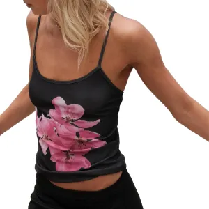 Y2K Spaghetti Strap Crop Top Vintage Floral Aesthetic Cami Tank Tops Teen Cute Summer Trendy Scoop Neck Going Out Tops